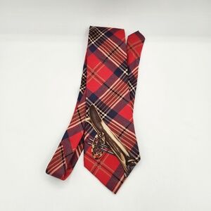 Vintage Polo Ralph Lauren Red Plaid ALPINE SKI Tie Hand Made Canada EUC